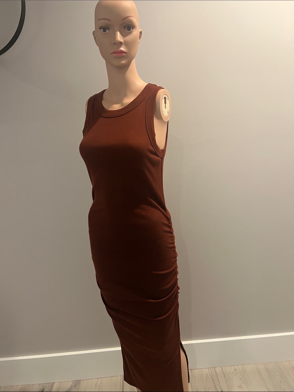 Michael Stars Sleeveless Ruched Maxi Dress in Rich Brown